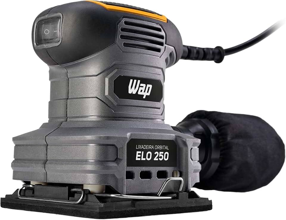 WAP Lixadeira Roto Orbital ELO 250 com Coletor de Pó Removível, Empunhadura e Base Emborrachada, 110 x 105mm 250W 220V