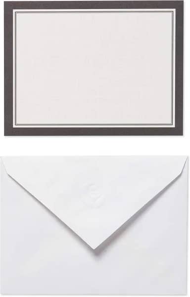 American Greetings Cartões em branco de painel único com envelopes, branco com borda preta (40 unidades)