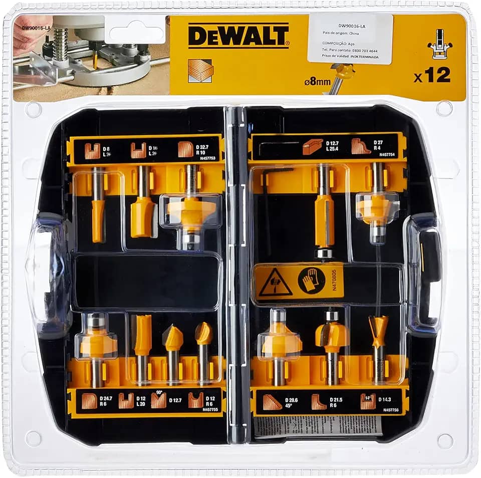 DEWALT Kit Fresas para Tupia com 12 Peças DW90016LA
