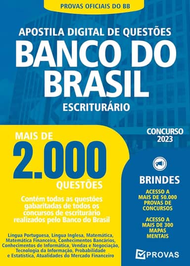 Apostila Digital de Questões para Concurso do Banco do Brasil 2023: Mais de 2.000 Questões Oficiais de Concursos Anteriores