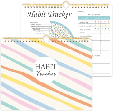 Caderno de rastreamento de hábitos – Calendário com rastreador de hábitos e rastreador de objetivos com encadernação espiral – Caderno sem data semanal e mensal de hábitos para aumentar a produtividade com objetivos de hábitos, 12 meses, design colorido original de 21,5 x 28 cm