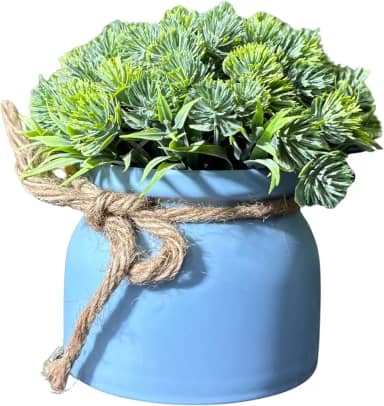 Planta Decorativa Artificial Suculenta em Plástico com Vasinho (Azul)