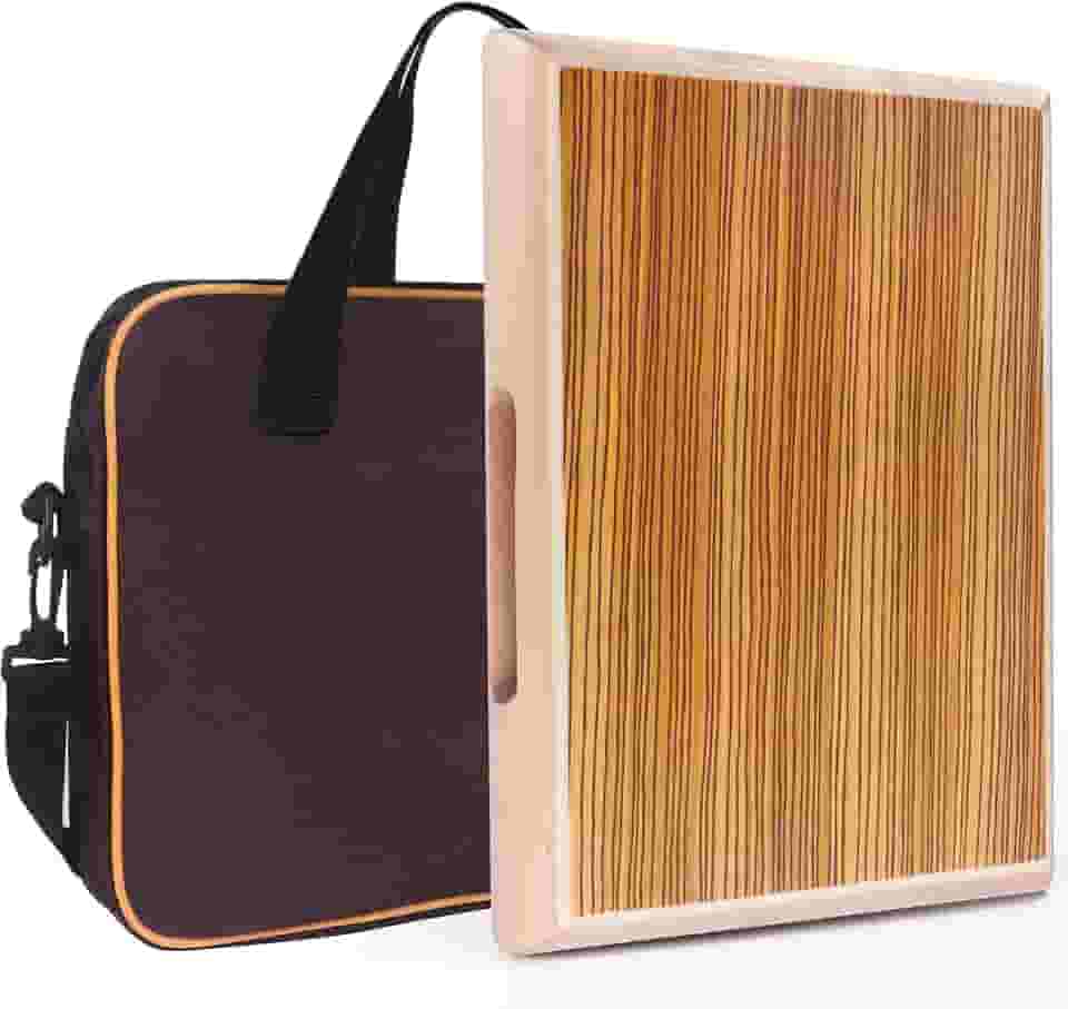Cajon, caixa portátil de 30 x 24 cm x 4 cm, caixa de percussão de madeira zebra, caixa de batida com caixas internas ajustáveis com cordas de armadilhas, chave inglesa, bolsa de transporte para tambor