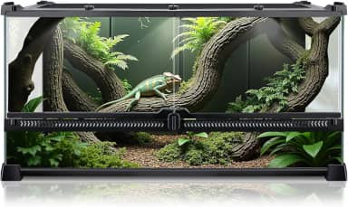 Terrário de répteis 50,8 x 30,5 x 25,4 cm, compartimento de tanque de vidro completo para pequenos répteis, lagartixas, sapos, lagartos, cobras, aranhas, tartarugas, habitat de terrário da floresta