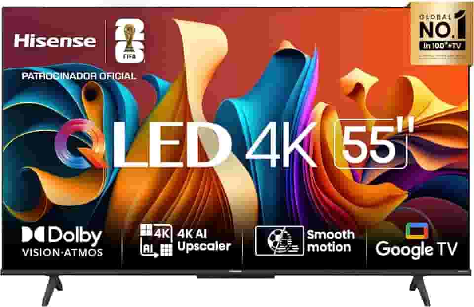 Hisense Smart TV UHD 4K QLED 55' Polegadas 55Q6N Google TV com HDR10+, Dolby Atmos, Sports Mode, Game Mode Plus e Compatível com Alexa