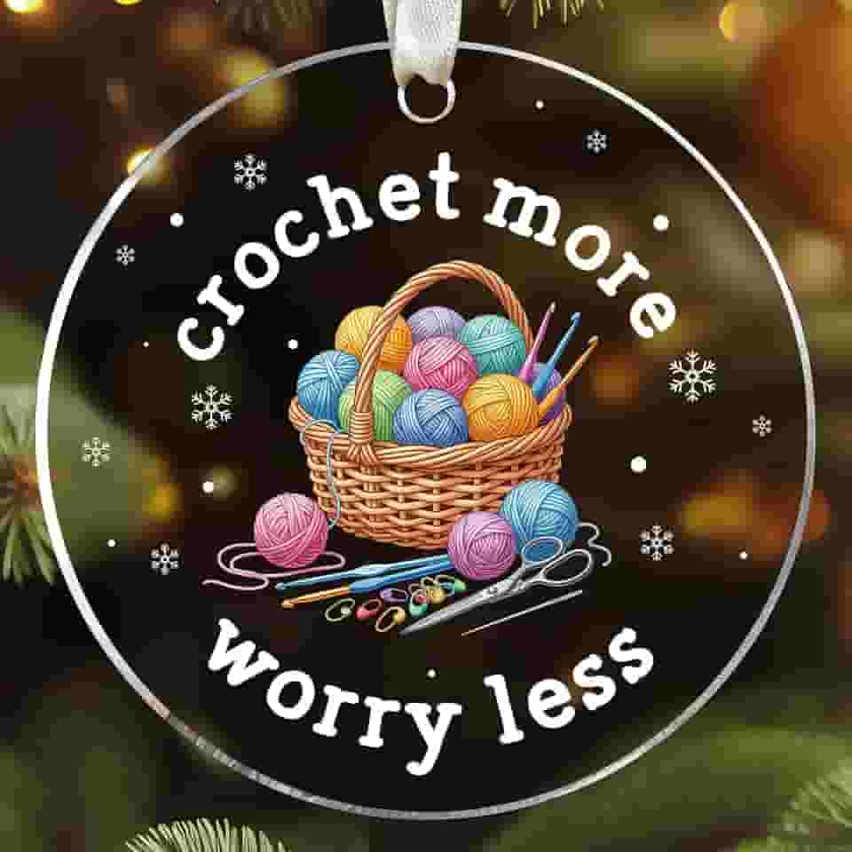 Ornamento de crochê - Enfeites de Natal de crochê, enfeites de Natal com bola de fio de tricô - Presentes de crochê para mulheres, meninas, amantes de crochê - Ornamento de fio de malha