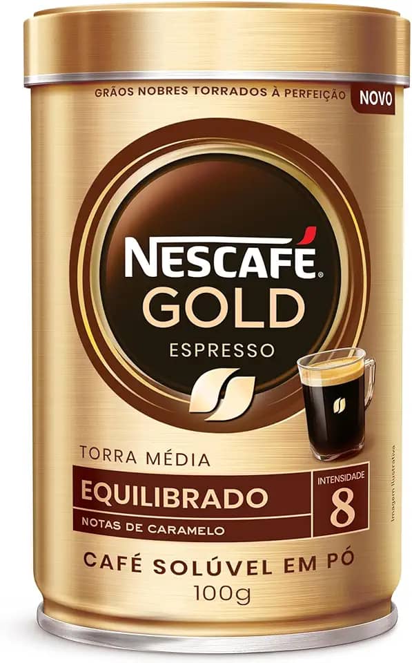 Nescafé Gold Espresso, Equilibrado 8, Café Solúvel em Pó, 100g