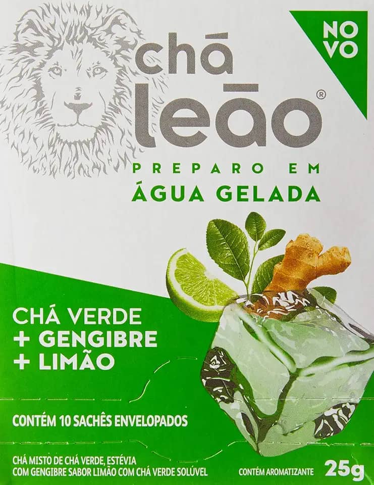 Leão Chá Gelado Chá Verde Gengibre E Limão 10 Sachês