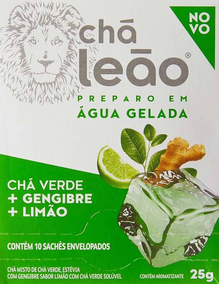 Leão Chá Gelado Chá Verde Gengibre E Limão 10 Sachês