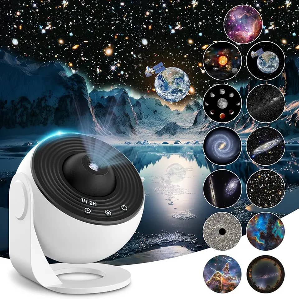 Projetor de Luz Galaxia, Projetor Galaxia, Projetor de Estrelas, Projetor de Luz, Galaxy Projector, Lâmpada de Projeção de Nebulosa Rotativa de 360, luz Noturna para Quarto, Preto E branco
