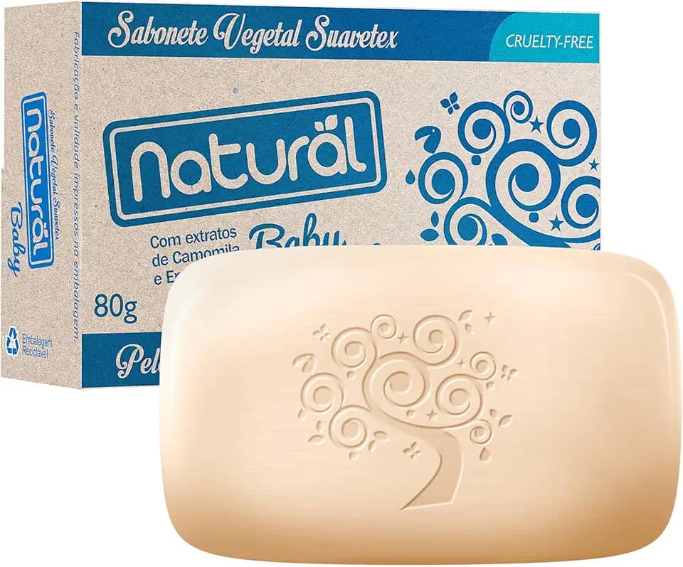 Sabonete Baby com Extrato de Camomila e Erva Cidreira - Limpeza Suave - Peles Delicadas e Sensíveis - Vegano - 80g
