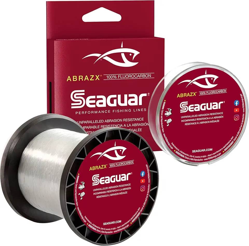 Linha de pesca Seaguar AbrazX, resistente à abrasão, 100% fluorocarbono premium, praticamente invisível