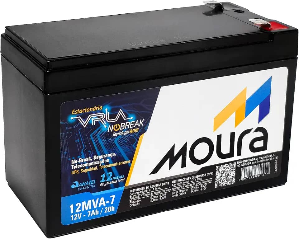 Bateria para Nobreak 12V 7Ah Estacionária Tecnologia VRLA AGM Moura