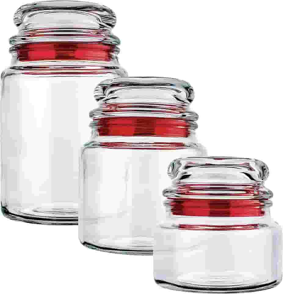 Euro Home - Conjunto com 3 Potes Multiuso de Vidro, Tampa Herméticas - VDR1129-VM