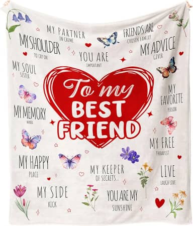 Taigzier Cobertor de melhor amigo para mulheres, presentes de aniversário para melhores amigas, presentes de Natal, presente de amizade atencioso, cobertor de amizade 152 cm x 127 cm