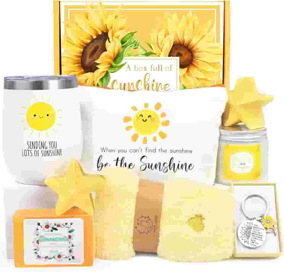 Get Well Soon Presentes para Mulheres, Pacote de Cuidados Doentes Presentes Pós-Cirurgia Exclusivos Cestas para Mãe Melhor Amiga Feminina Ela, Girassol de Natal Sinta Melhor