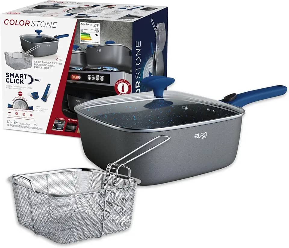 Euro Home - Cj De Panela e Fritadeira Multifuncional Smart Click - 24cm - 4 l