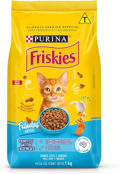 Purina Friskies Ração Friskies Para Gatos Filhotes Sabor Frango Leite E Cenoura - 1Kg Purina Para Todas De Raça Todas As Fases - Sabor Frango