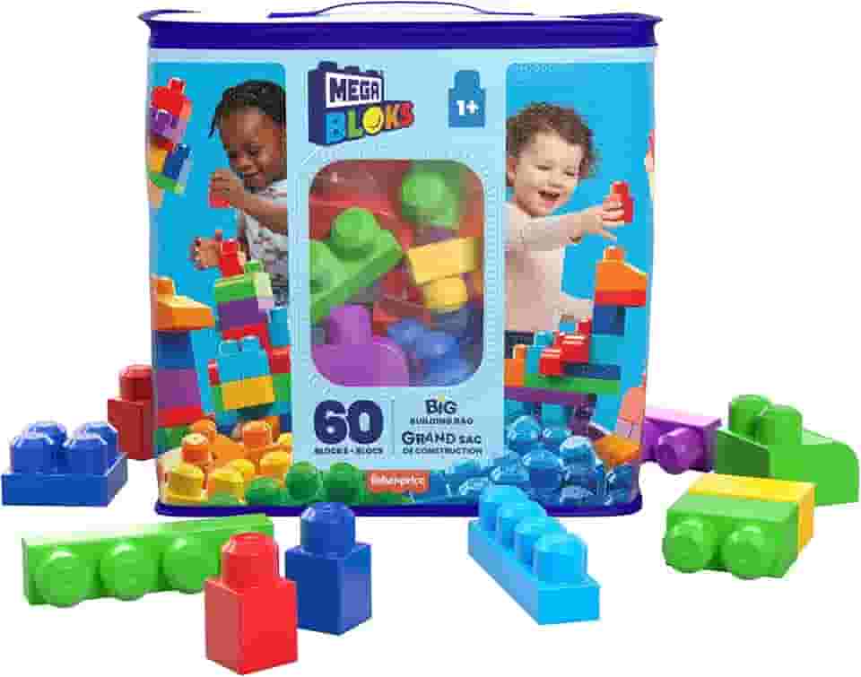 Mega Bloks Jogo de Construção Bolsa Clássica com 60 Blocos para crianças a partir de 1 ano