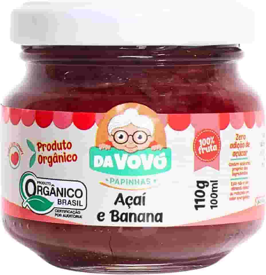 Da Vovó, Papinha infantil de Frutas, 100% Fruta, Orgânica, Sabor Açaí e Banana, 100ml