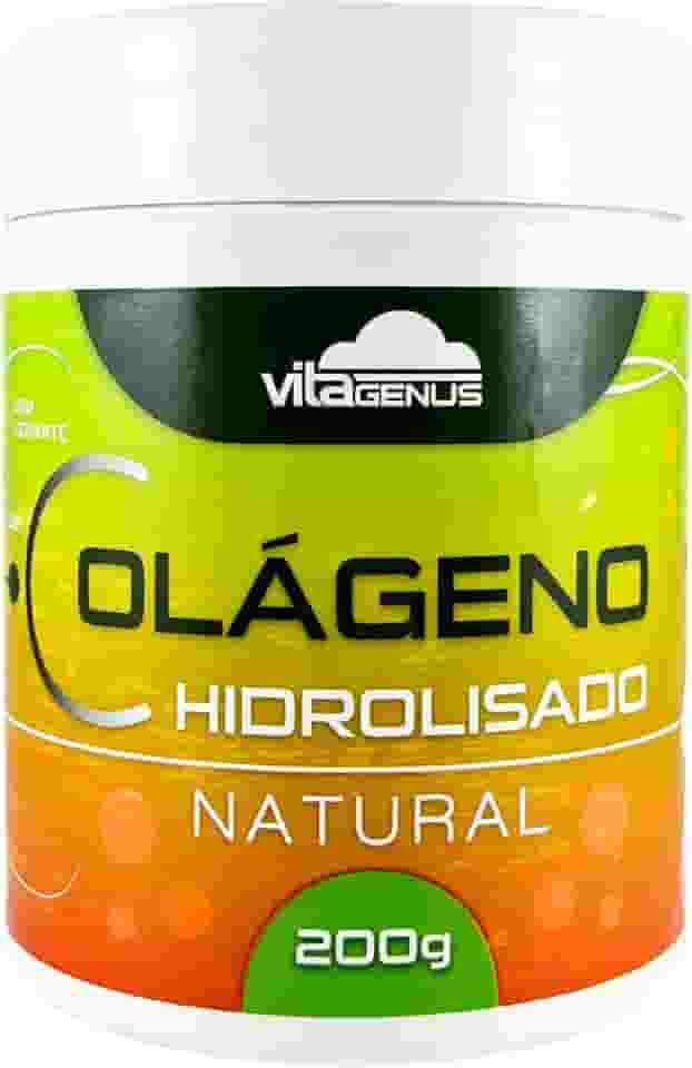 Colágeno Hidrolisado em Pó 200 g Sabor Natural Com Vitaminas E Minerais Suplemento Em Pó VitaGenus