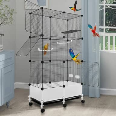 Gaiola para Calopsita, 136 * 71 * 35 cm, Gaiola de Pássaro Grande com Caixa de Comida e Poste, Gaiola de Pássaro Grandeviveiro para Calopsita, Gaiola Papagaio