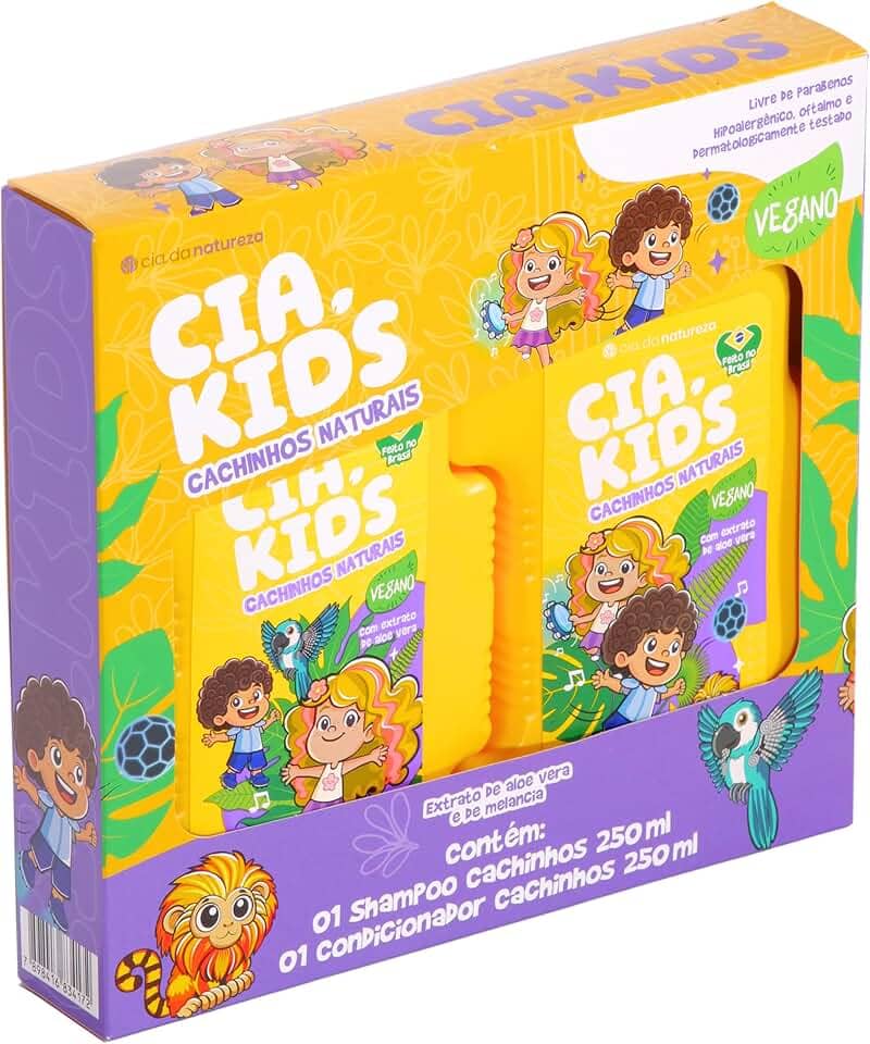 Cia. da natureza, Kit Infantil, Shampoo e Condicionador, Para cabelos Lisos e Cacheados, Cachinhos Naturais, Vegano, 2 X 250ml