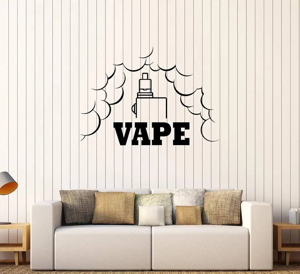 Decalque de parede Vape fumo cigarro narguilé decoração vinil adesivo grande decoração (ed2072) preto