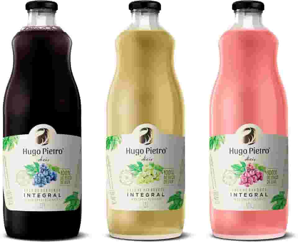 Kit MISTO C/3 Sucos de Uva Tinto, Branco, e Rose Integral Hugo Pietro (1,5 L, SEM GLUTEN) CONTÉM 1 UNIDADES CADA SABOR