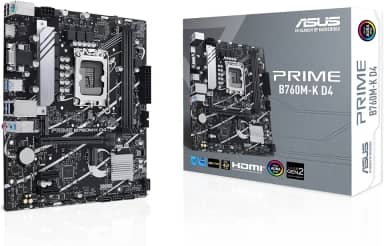 ASUS Placa-mãe PRIME B760M-K D4 Intel B760 LGA 1700 Micro-ATX (DDR4, PCIe 4.0, 2X PCIe 4.0 M.2, Realtek 2.5Gb Ethernet, VGA, HDMI, SATA 6Gbps, USB 3.2 Gen 1, Aura Sync RGB)