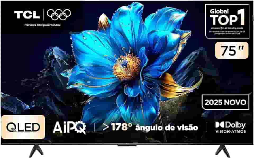 Smart TV TCL 75 Polegadas QLED 4K P7K WiFi Bluetooth Google TV HDR10+ Dolby Atmos Dolby Vision 75P7K