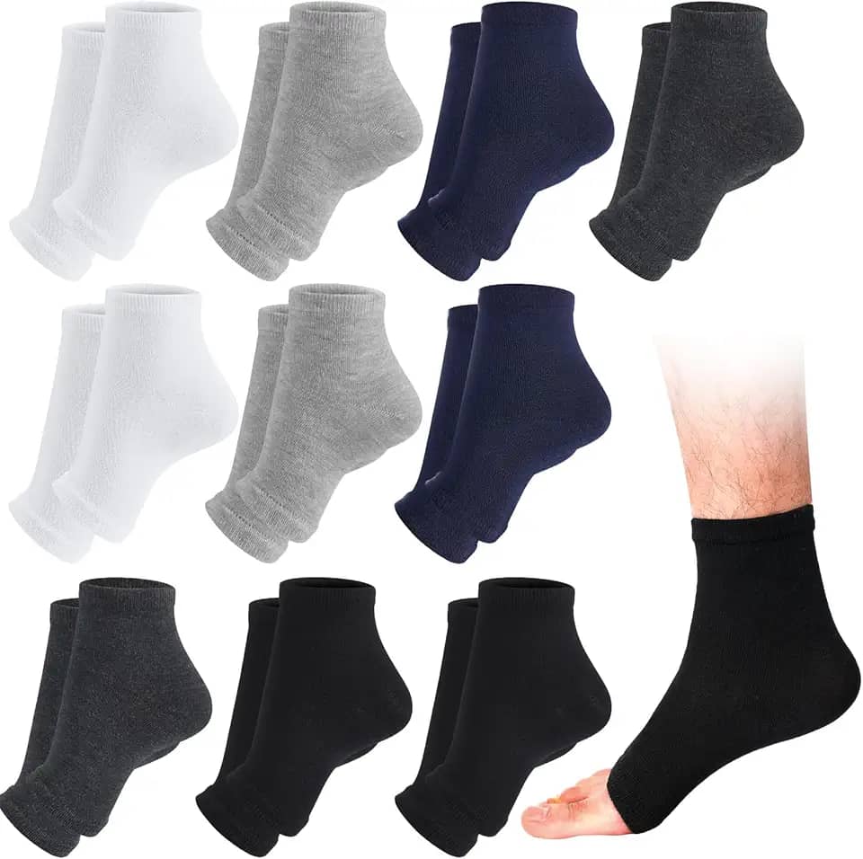 10 Pairs Men Toeless Socks Open Toe Flip Flop Pedicure Socks for Sandals Running Yoga Spa