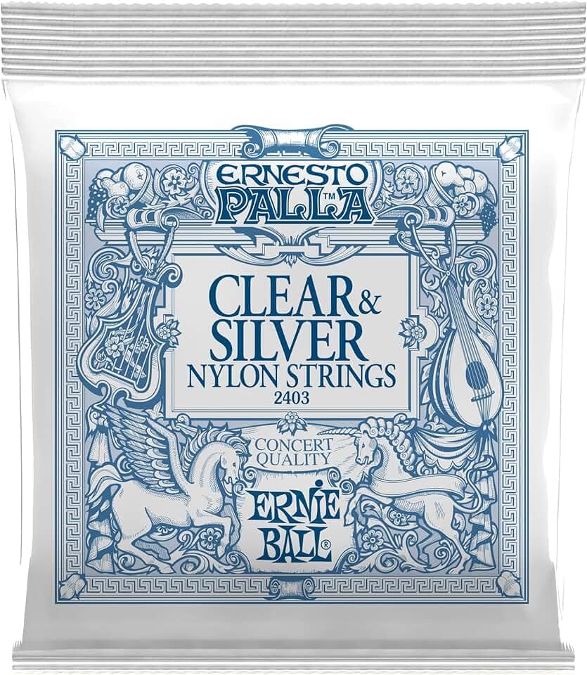 ENCORDOAMENTO P/ VIOLÃO CLÁSSICO ERNESTO PALLA CLEAR AND SILVER NYLON TENSAO MEDIA P02403 ERNIE BALL
