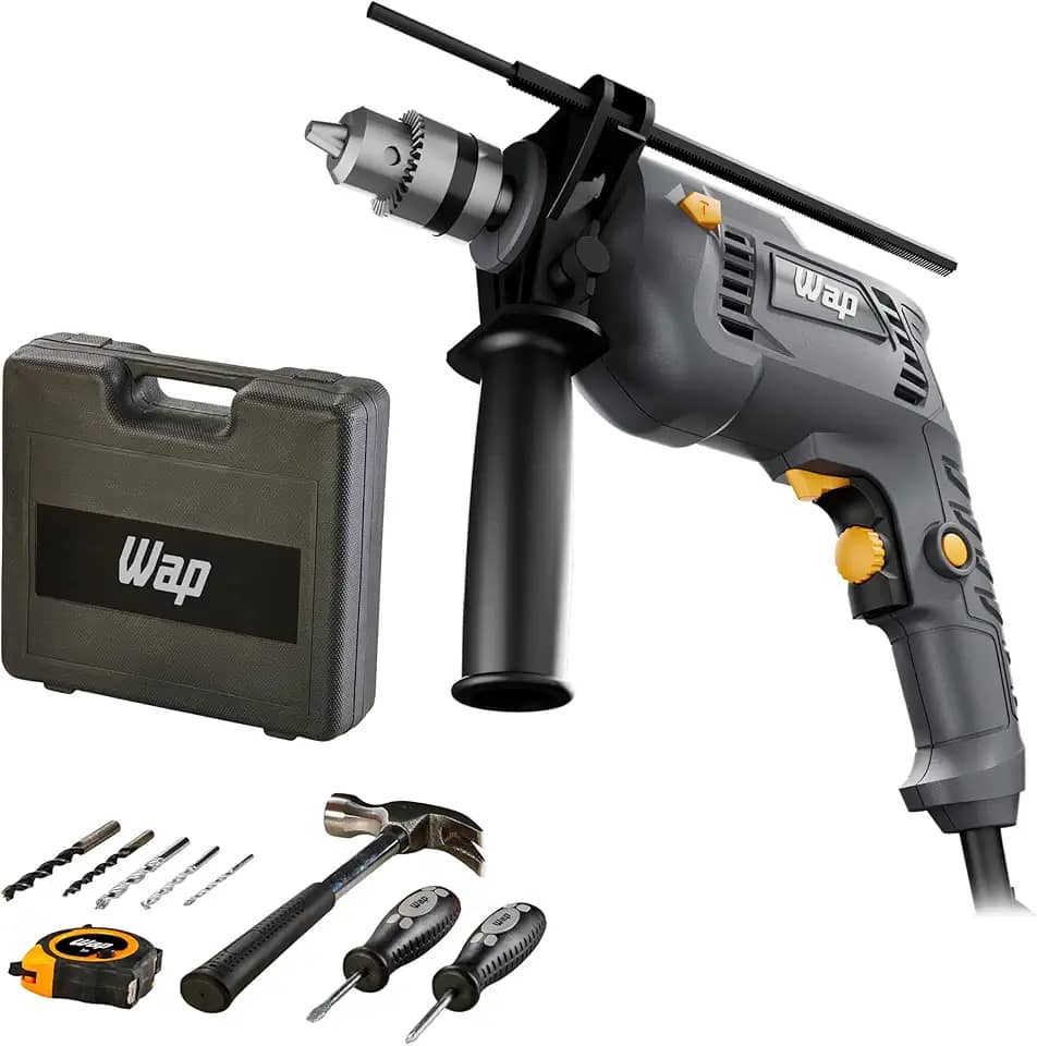 WAP Parafusadeira e Furadeira de Impacto 3/8" WF-700K10, com 11 Acessórios e Maleta, Controle de Velocidade, 700W 220V