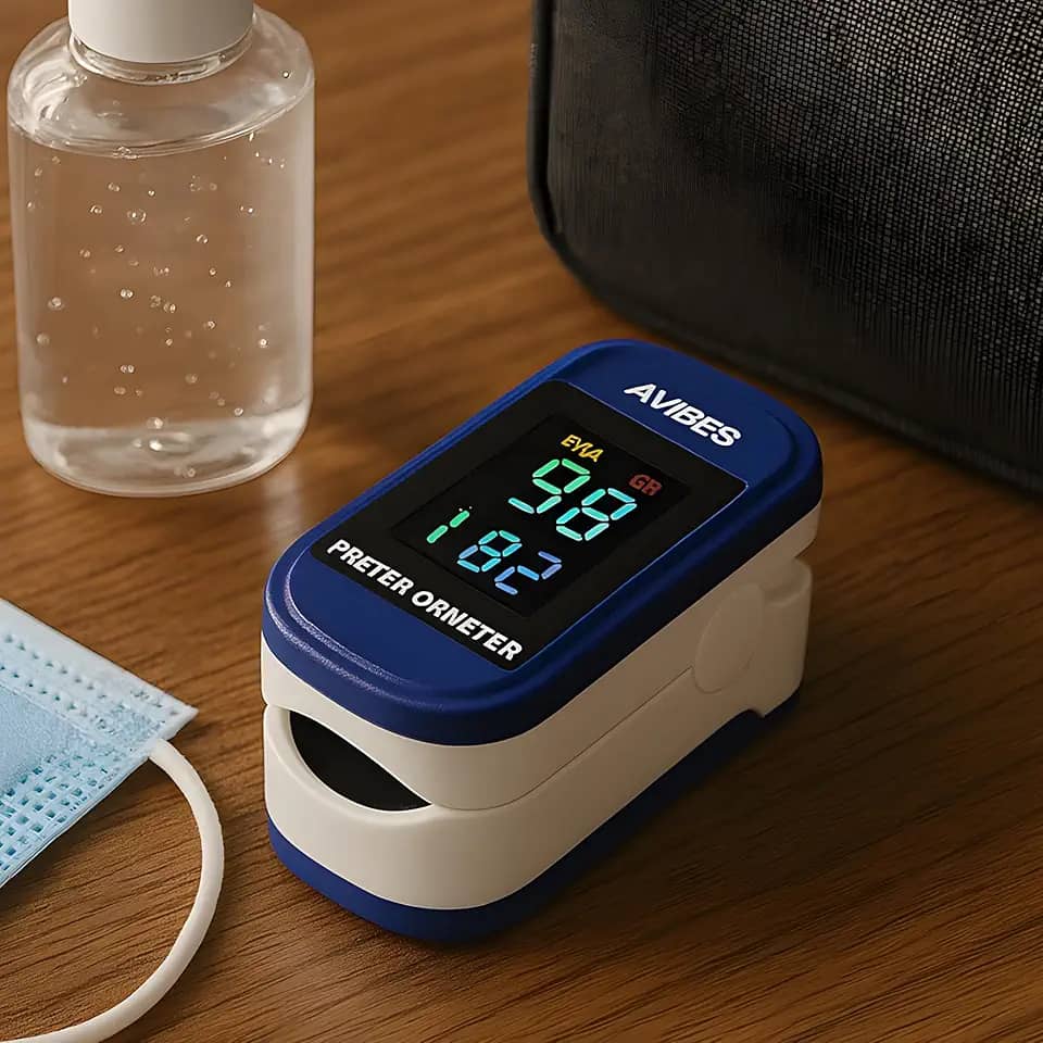 Oxímetro Digital De Dedo, Medidor De Saturação De Oxigênio E Batimentos Cardíacos, Portátil, Tela LED, Marca VARENZIA