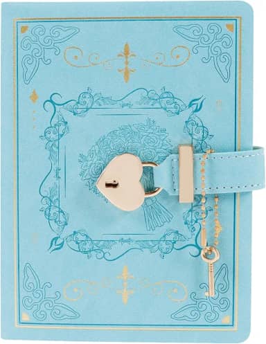 Diário com cadeado, diário vintage para mulheres e meninas, 288 páginas com bordas douradas, capa dura em forma de coração, diário de senha para mulheres e meninas adolescentes com caixa de