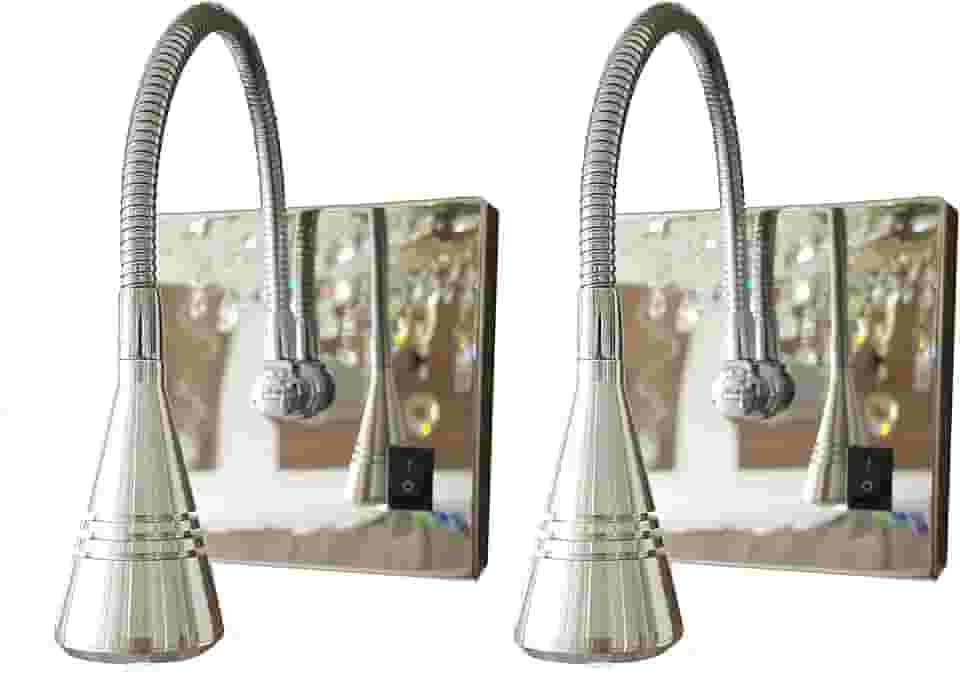 Kit 2 Arandelas Articulada Led Leitura Cabeceira Cama Hotel Com Interruptor (Luz Branca Fria 6500k)