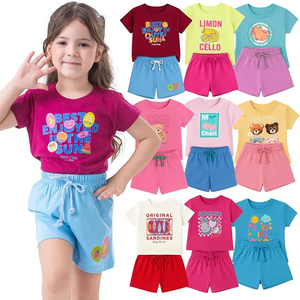 Kit 6 Peças Roupa Infantil Menina 3 Conjuntos Menina Verão com Personagens Feminina Conjunto Infantil Feminino Roupa Infantil para Menina de 2 a 12 anos Infantil Feminina