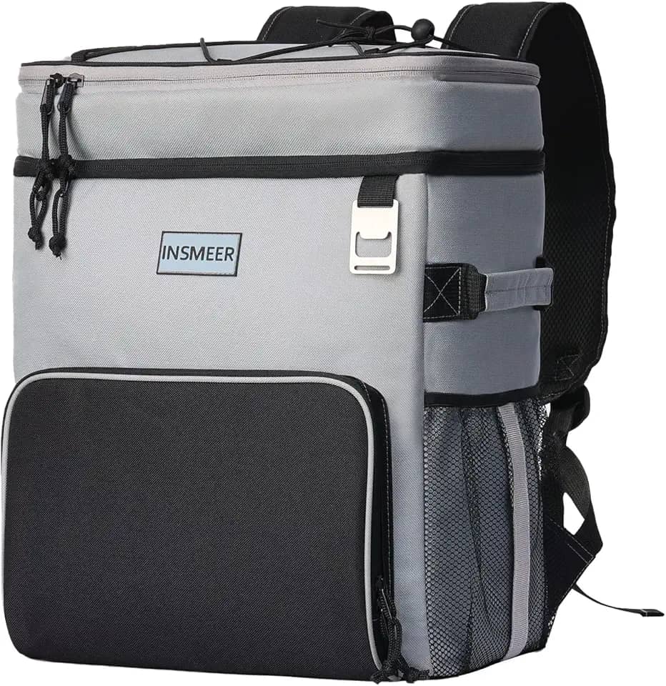 INSMEER Mochila térmica, refrigerador de praia isolado grande refrigerador de acampamento macio à prova de vazamento