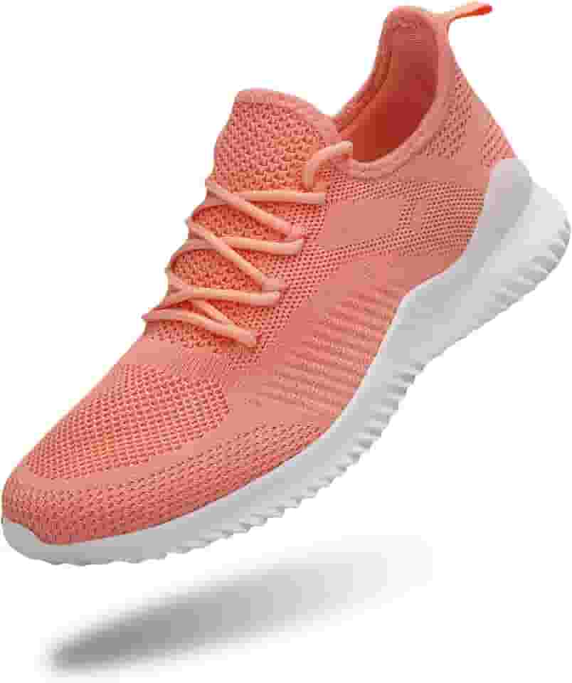 Tênis de corrida feminino sem cadarço para caminhada, antiderrapante, leve, respirável, de malha, confortável, B - pêssego, 38