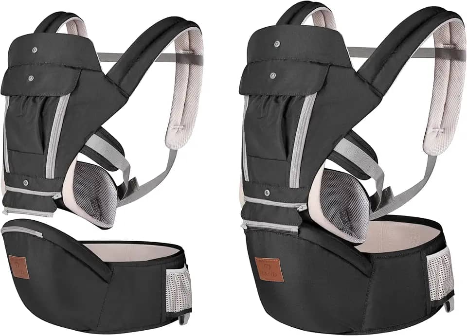 Canguru Ergonômico Bebê 12 Posições Com Assento Preto 3 Em 1