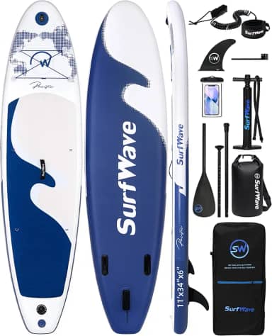EGGORY Prancha De Remo Inflável, Prancha De Stand Up Paddle Extra Larga, Prancha De Sup Com Barbatana Removível, Remo Flutuante, Bomba Manual, Bolsa À Prova D'Água, Prancha De Viagem