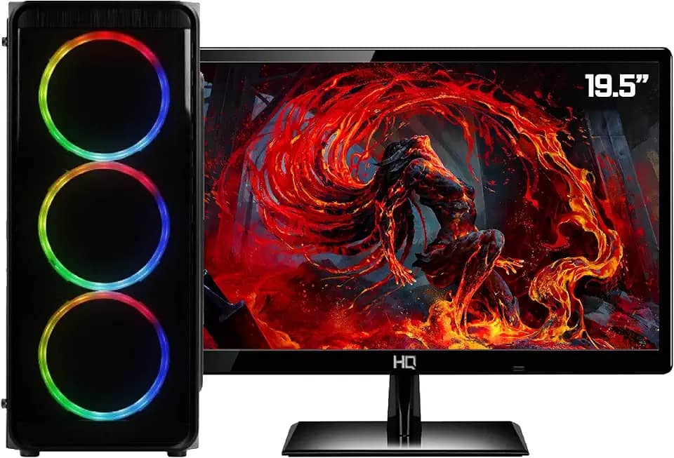 Skill Gaming PC Gamer Completo AMD 6-Core CPU 3.8Ghz 8GB (Placa de vídeo Radeon R5 2GB) SSD 120GB Monitor HDMI LED 19.5, Preto, Média, 40471