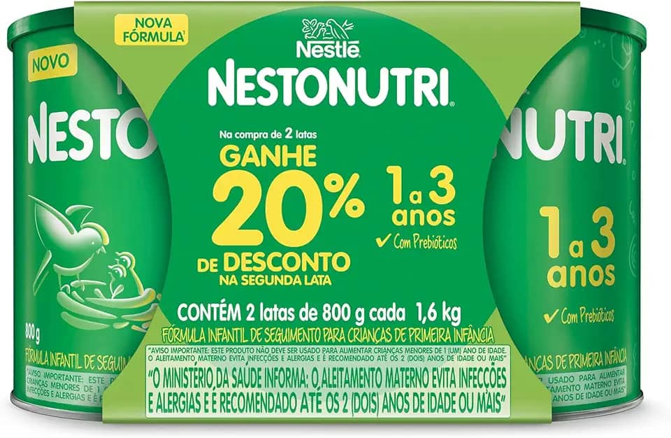 Kit com 2 Fórmula Infantil Nestonutri 1 a 3 anos 800g