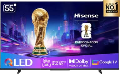 Hisense Smart TV UHD 4K QLED 55' Polegadas 55Q7QG Google TV Modo Jogo Pro 144 Hz, AMD FreeSync Premium, Dolby Vision Atmos e Compatível com Alex