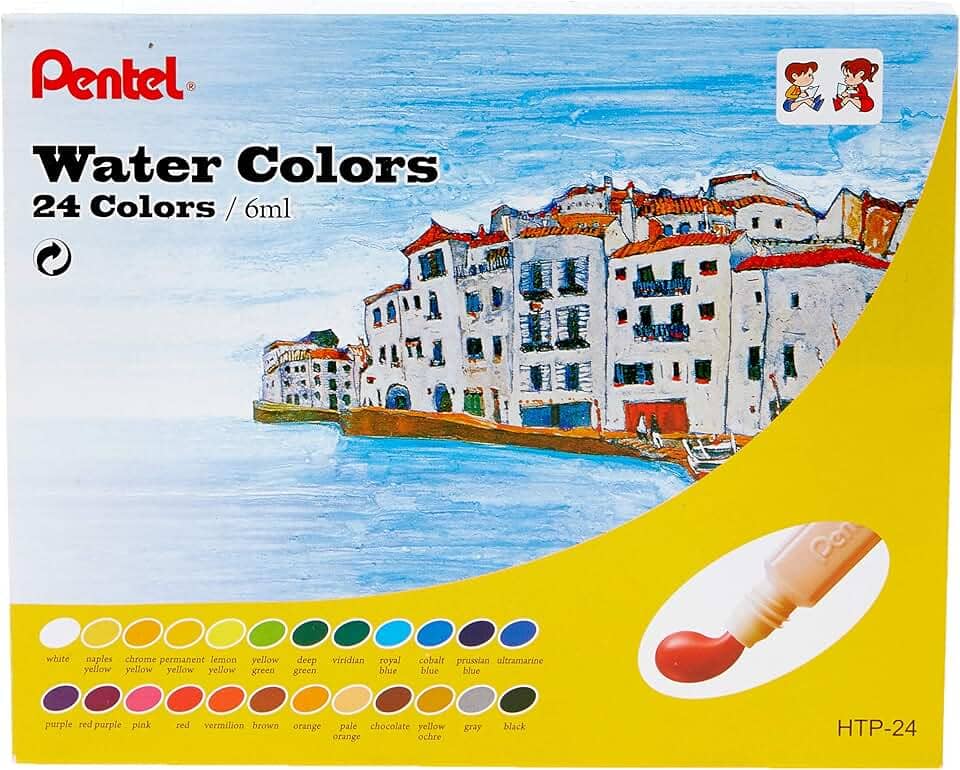 Aquarela HTP Pentel a Base de Água 24 Cores