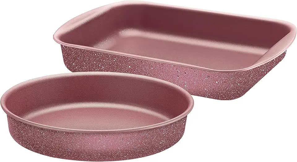 Jogo de Assadeiras Tramontina Brasil em Alumínio com Revestimento Interno e Externo em Antiaderente Starflon Max Rosa 02 Peças