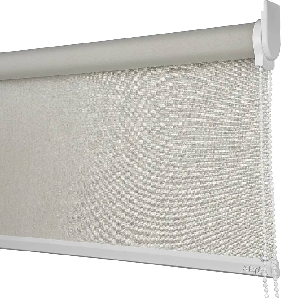 Cortina Persiana Rolo Blackout Linho Natural SOB MEDIDA comando lado DIREITO (SEM BANDÔ) (Linho Natural - Acabemento Branco, 1,60 (lar) x 1,20 (alt))