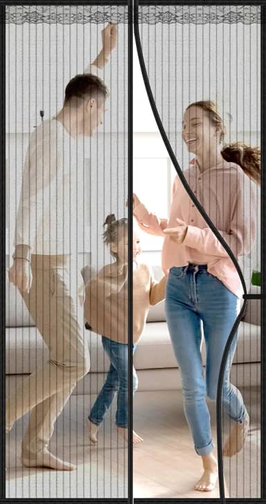 Tela Mosquiteiro, Tela Mosquiteiro Magnética, Tela Mosquiteiro para Porta, Tela Mosquiteira Magnética Porta 100x200cm, Cortina de Porta Magnética Repelente de Mosquitos Preta