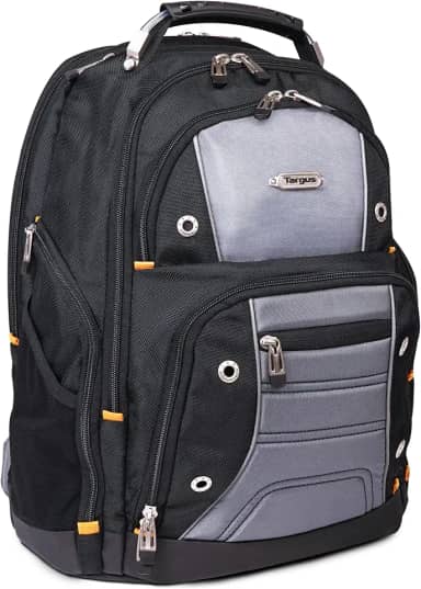 Mochila com design Targus Drifter II para negócios profissional com compartimentos grandes, durável e resistente à água, bolso com zíper oculto, manga protetora para laptop de 43 cm, preto/cinza (TSB239US)